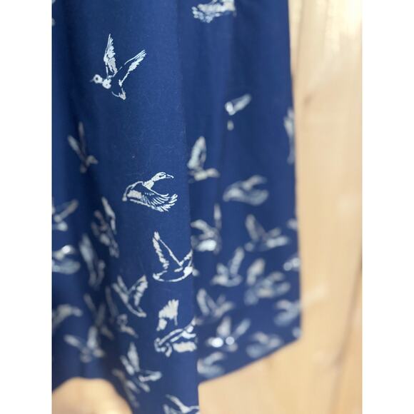 L.L. Bean Signature | Navy Belted Duck Print Cotton Tank Dress | Size 14 - Picture 4 of 14